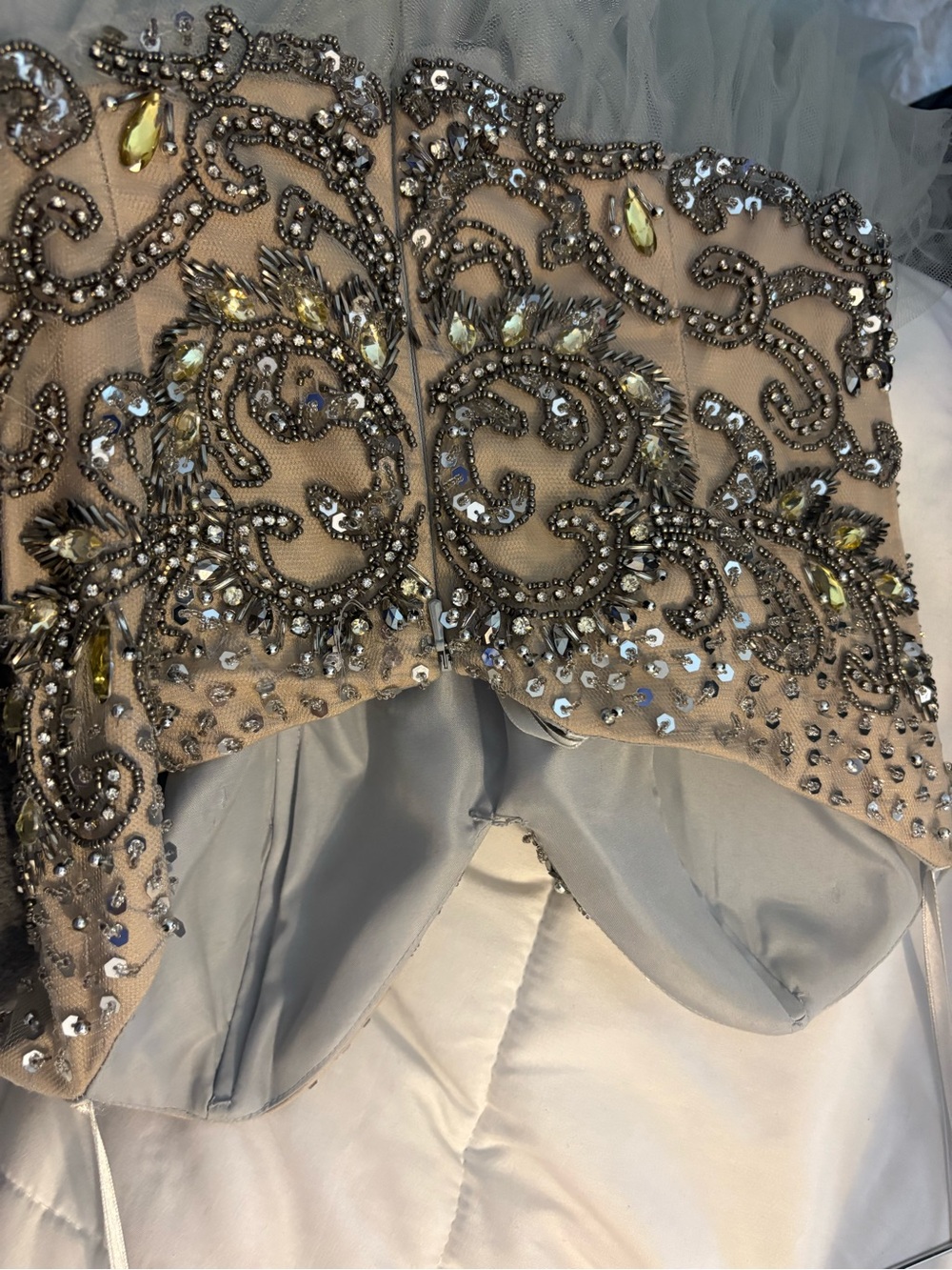 Terani Couture Silver Embellished Tulle Party Dress - Picture 5 of 7